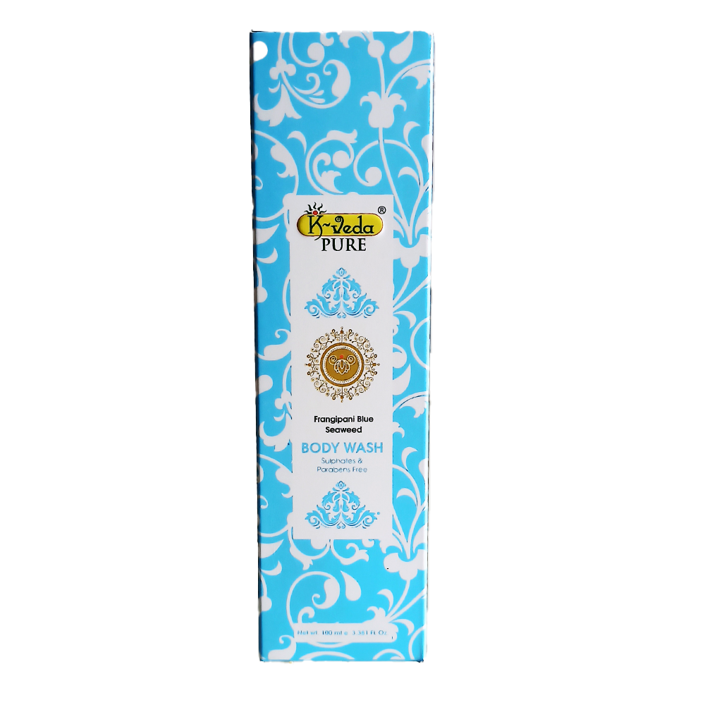 K-VEDA Pure Frangipani Blue Seaweed Body Wash 100 ml – Body Wash With Frangipani &amp; Seaweed For Skin Nourishment