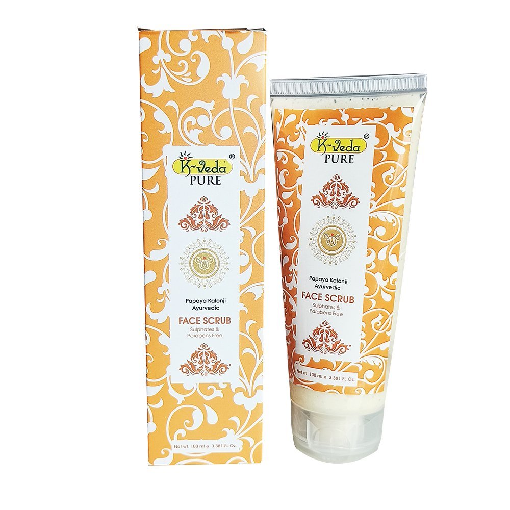 K‑VEDA Papaya & Kalonji Ayurvedic Facial Scrub 100 ml – Gel scrub with papaya kalonji seeds for radiant, clarified skin