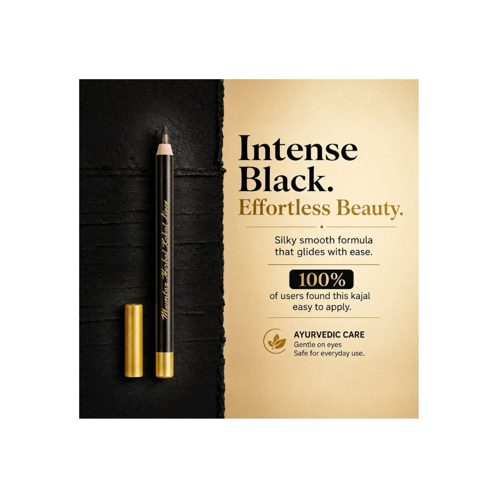 Mumtaz Herbal Kohl Liner Classic – Ayurvedic Eye Kohl Pencil for Bold Eye Definition, Deep Black Finish