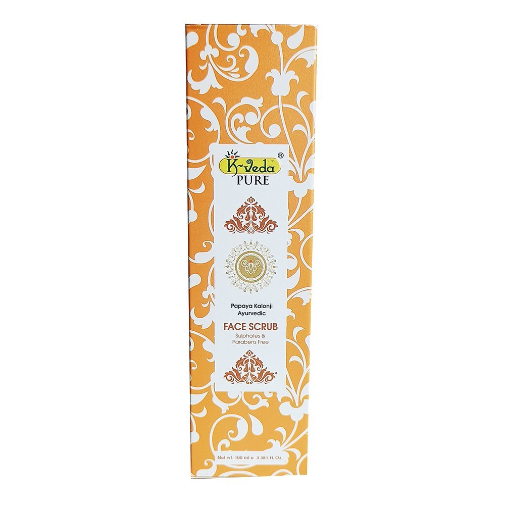 K‑VEDA Papaya & Kalonji Ayurvedic Facial Scrub 100 ml – Gel scrub with papaya kalonji seeds for radiant, clarified skin