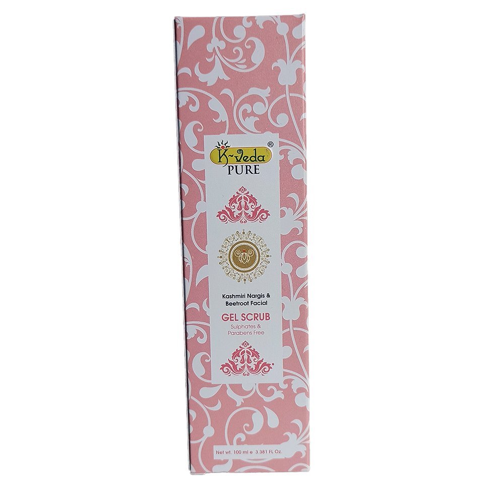 K‑VEDA Nargis & Beetroot Facial Gel Scrub 100 ml – Gel scrub with kashmiri nargis &amp; beetroot for radiant, balanced skin