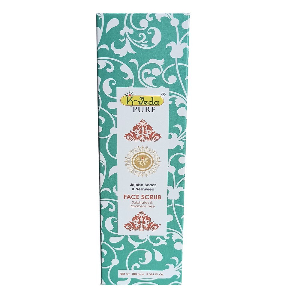 K‑VEDA Jojoba Seaweed Face Scrub 100 ml – Gel scrub with jojoba beads &amp; seaweed for gentle exfoliation