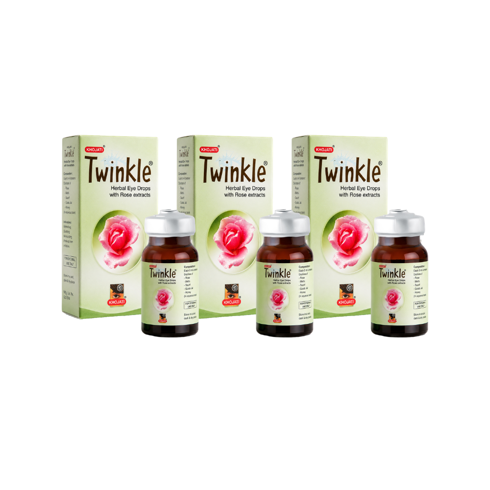 Twinkle Eye Drops 10ml Pack of 3 – Ayurvedic Eye Drops with Rose Water & Bhimseni Camphor