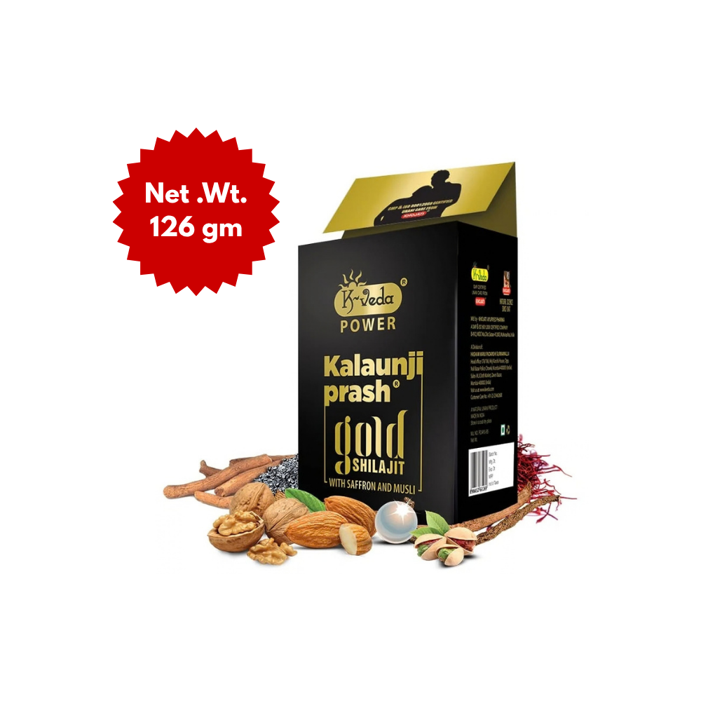 K‑VEDA Kalaunjiprash Gold Shilajit 126 gm – Ayurvedic Tonic With Black Seed, Gold & Shilajit for Vitality & Stamina