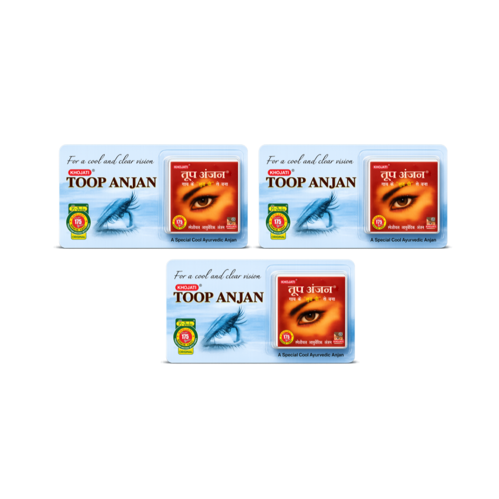 Toop Anjan 2.5 gm Pack of 3 – Ayurvedic Eye Care With Cow Ghee & Camphor For Cooling Lubrication
