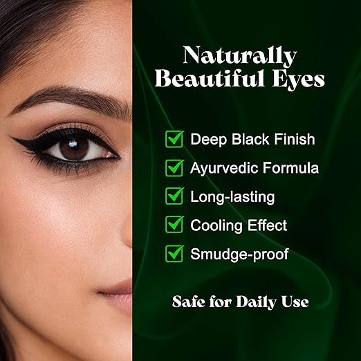 Eyeyurvedic Kohl Liner Black  – Ayurvedic Pencil Liner With Cow’s Ghee & Coconut Oil For Cooling Deep Black Definition