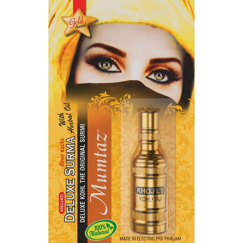 KHOJATI Gold Series Delux Surma 0.5 gm – Natural Surma With Almond Oil for Eye Cooling & Brightness