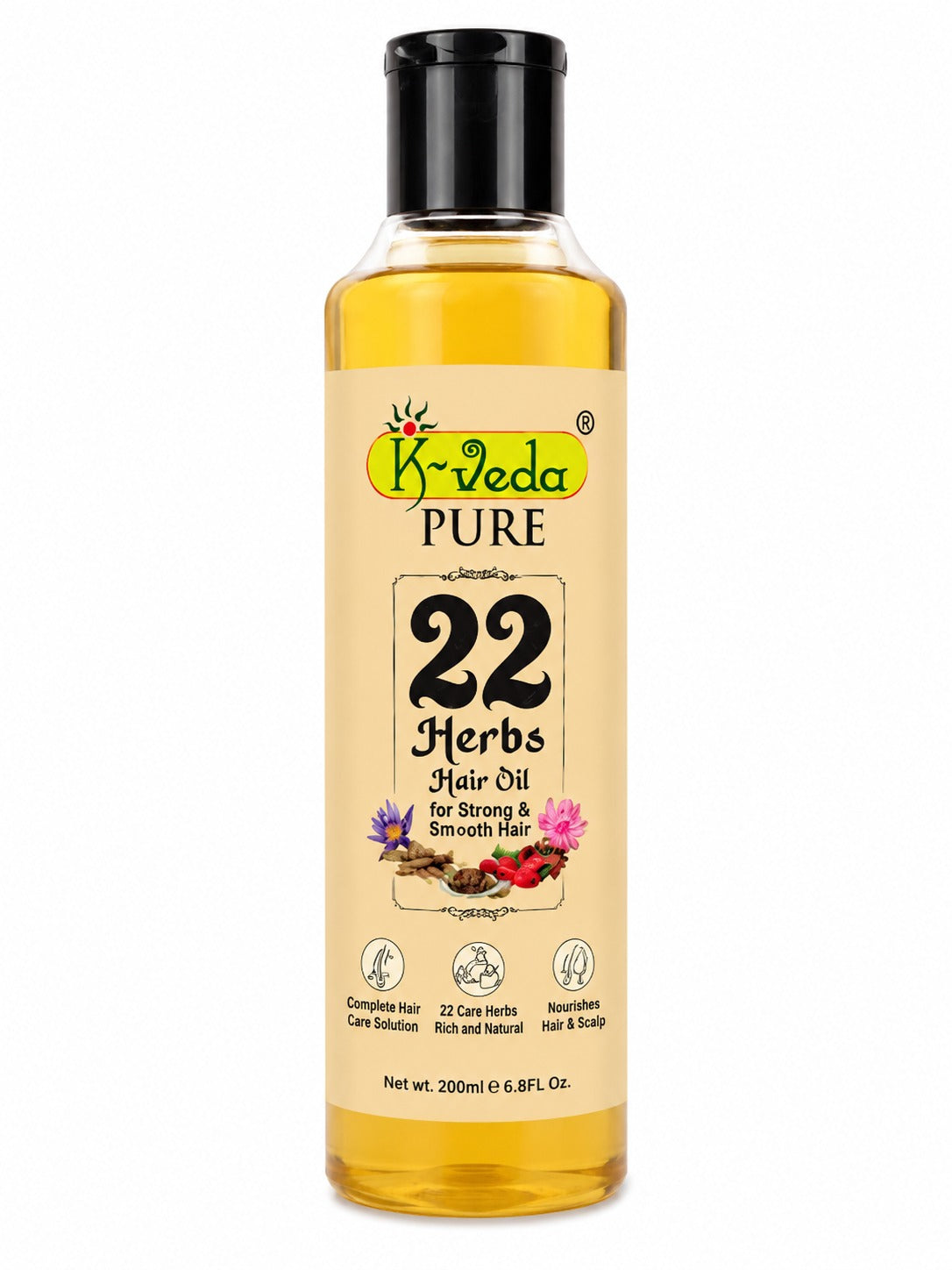 K-Veda Pure 99 Herbs Hair Oil | Ayurvedic Hair Growth Oil for Hair Fall Control, Strong Roots & Healthy Scalp | Natural Herbal Hair Care | 200ml