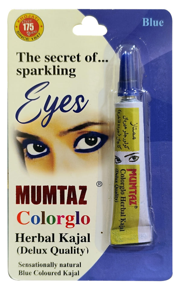 MUMTAZ COLORGLO HERBAL KAJAL BLUE – Ayurvedic coloured kajal with cow ghee & botanical oils for cooling, long‑wearing blue definition