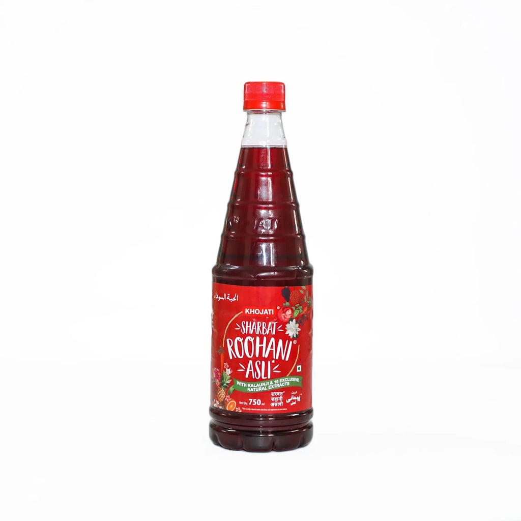 KHOJATI Sharbat Roohani Asli 750 ml – Ayurvedic Herbal Drink With Kalaunji, Tulsi & Ginseng For Refreshment & Vitality