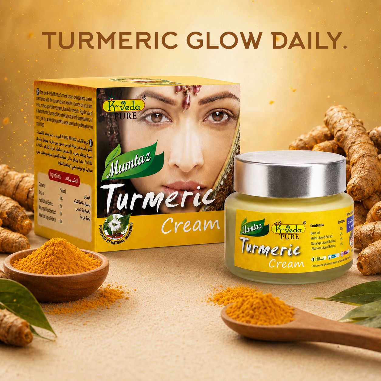 K-VEDA PURE MUMTAZ TURMERIC CREAM 40 gm – Ayurvedic Beauty Cream With Turmeric For Clear, Radiant Skin