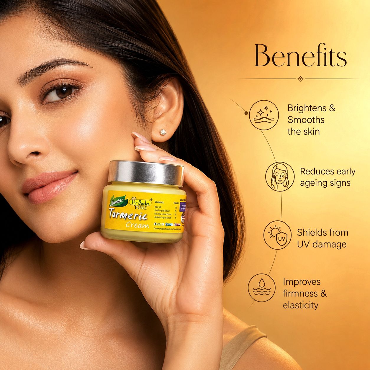 K-VEDA PURE MUMTAZ TURMERIC CREAM 40 gm – Ayurvedic Beauty Cream With Turmeric For Clear, Radiant Skin