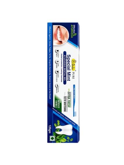 K-VEDA Special Mint Ayurvedic Dental Gel Toothpaste for Extra Fresh Breath & Teeth Whitening | Herbal Oral Care 125gm