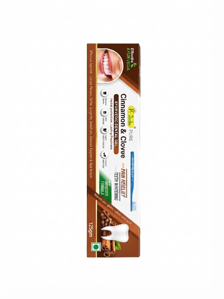 K-VEDA Cinnamon & Clove Ayurvedic Dental Gel Toothpaste for Fresh Breath & Strong Teeth | Herbal Oral Care 125gm