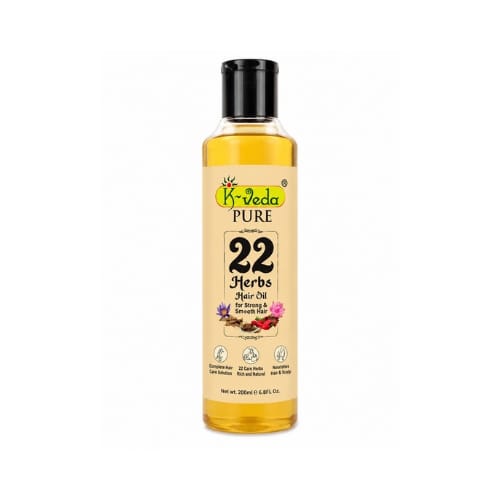 K-Veda Pure 22 Herbs Hair Oil | Ayurvedic Hair Growth Oil for Hair Fall Control, Strong Roots & Healthy Scalp | Natural Herbal Hair Care | 200ml
