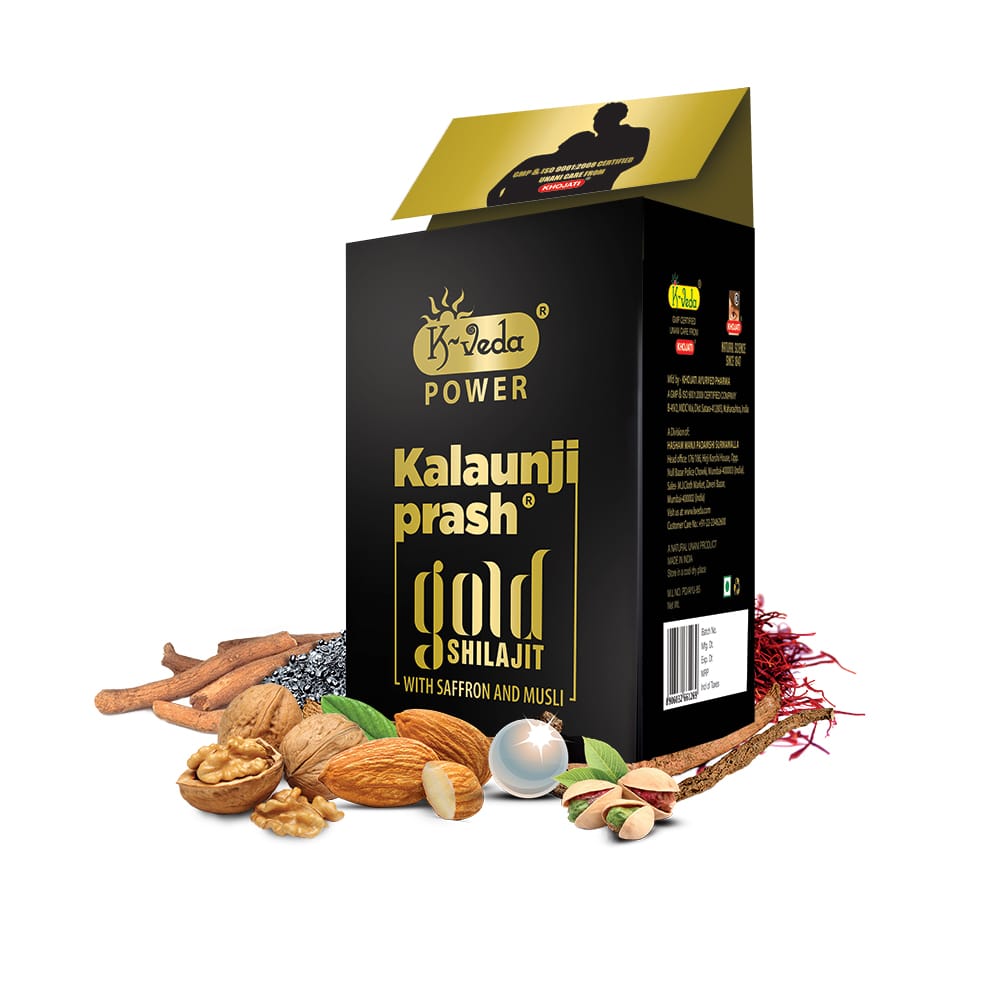 K‑VEDA Kalaunjiprash Gold Shilajit 252gm – Ayurvedic Tonic With Black Seed, Gold & Shilajit for Energy & Vitality