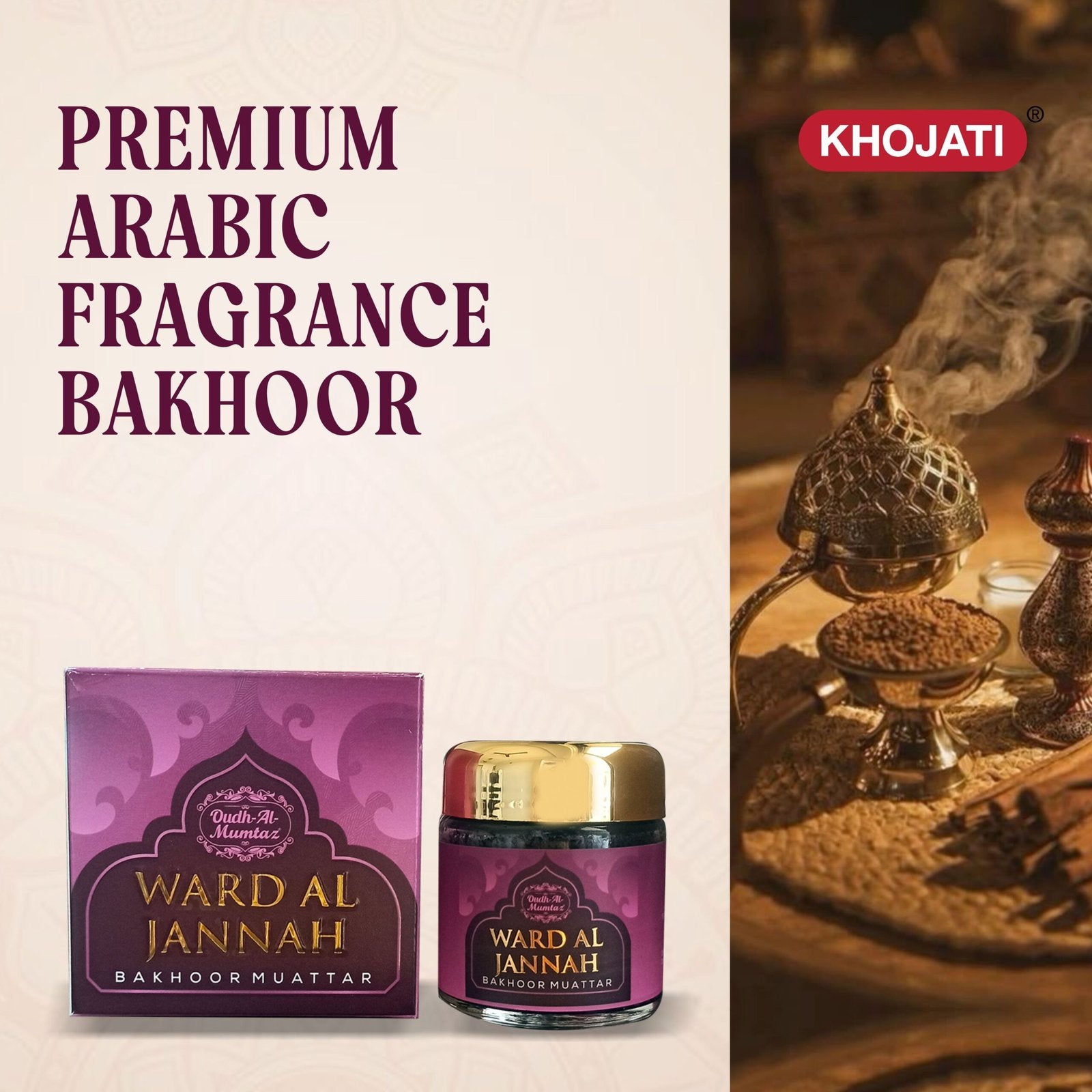 K‑VEDA Bakhoor Ward Al Jannah 40 gm– Incense Blend With Rose & Natural Resins For Purifying Atmosphere