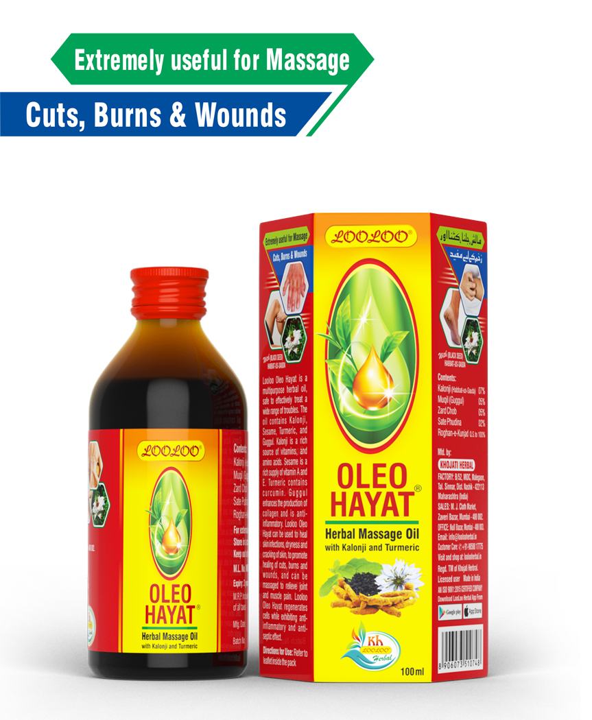 LooLoo Oleo Hayat Herbal Massage Oil with Kalonji & Turmeric 100ml ...