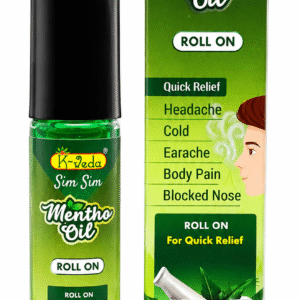K-Veda Sim Sim Mentho Oil Roll On | Ayurvedic Cooling Roll On for Headache, Body Pain & Muscle Relief | Herbal Formula | 9ml